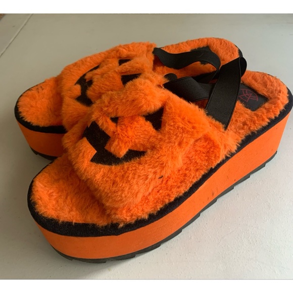 Strangecvlt Jack Fur Slide Platforms Womens Size 10 - Picture 1 of 6
